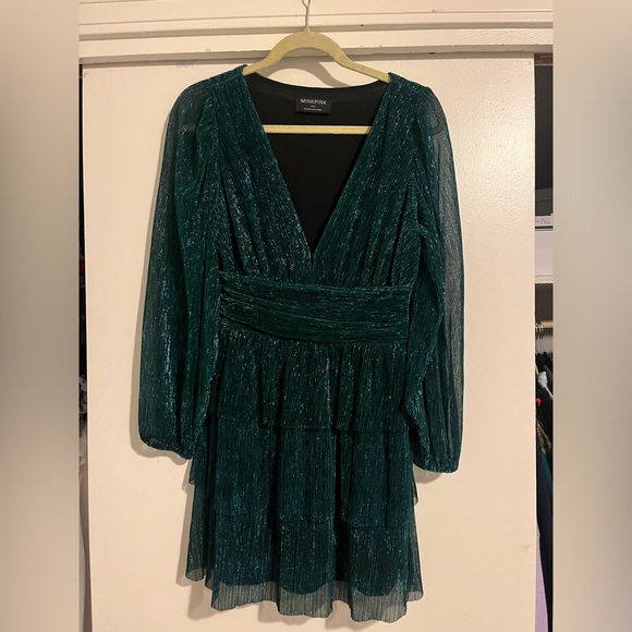 MINKPINK- ASTRID MINI DRESS - EMERALD size small - Picture 3 of 3